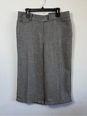 Vintage George Dark Academia Herringbone Wool Blend Cropped Trousers Pants NWT